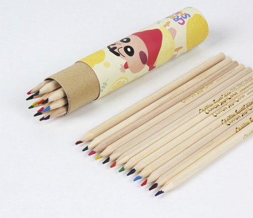 짱구 12색 롱 원통형 색연필